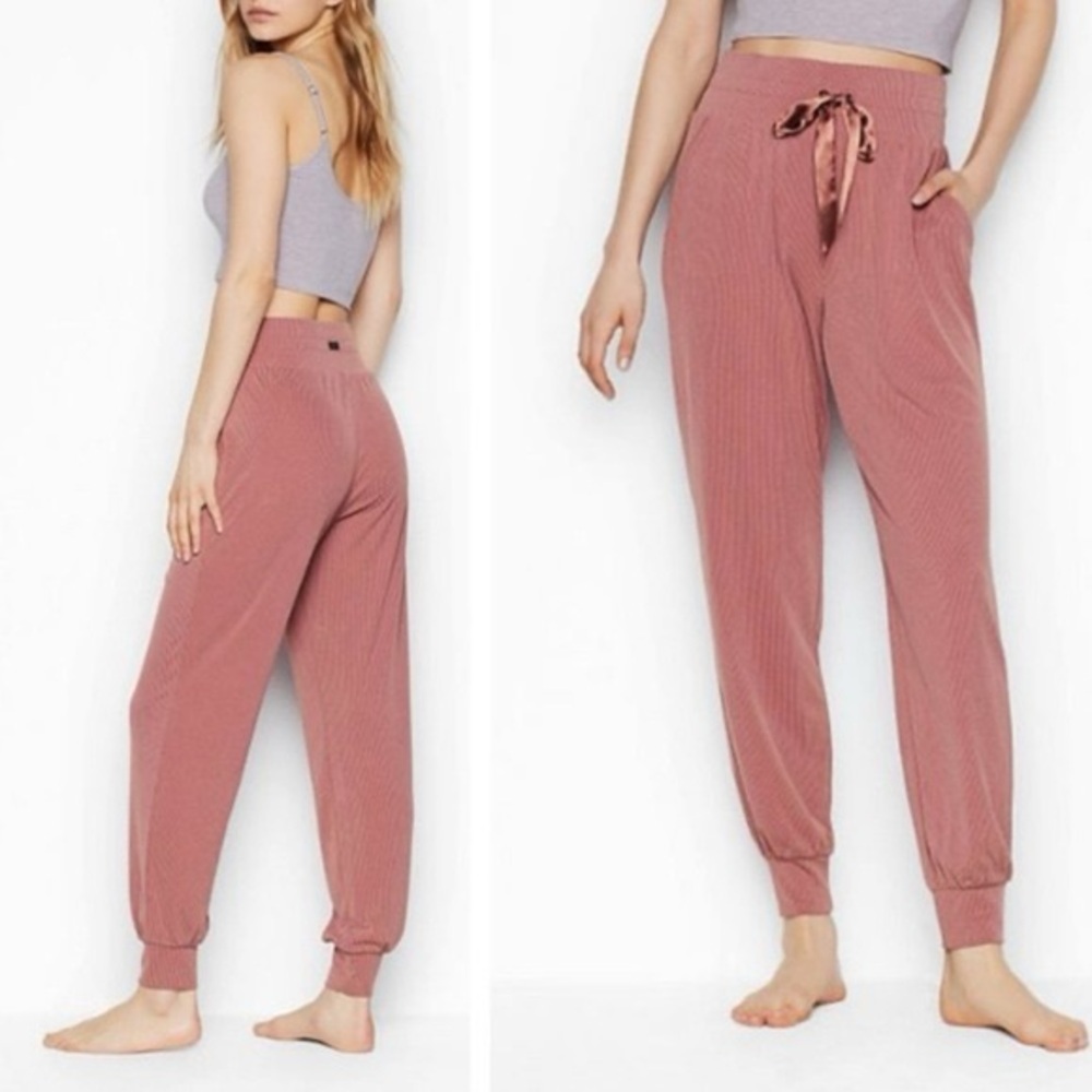 Victoria's Secret Mauve High Rise Slouchy Ribbed Joggers